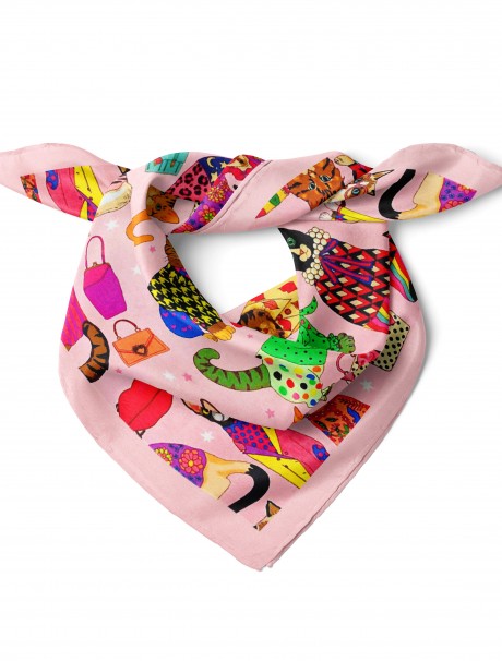 Kedi Desen Bandana Fular 50 x 50 Cm