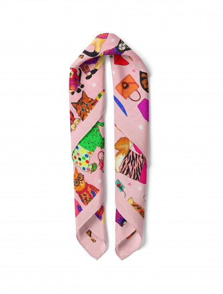Kedi Desen Bandana Fular 50 x 50 Cm