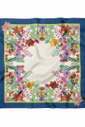 Çiçek Çerçeve Desen Fular Bandana 50x50 Cm