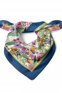 Çiçek Çerçeve Desen Fular Bandana 50x50 Cm