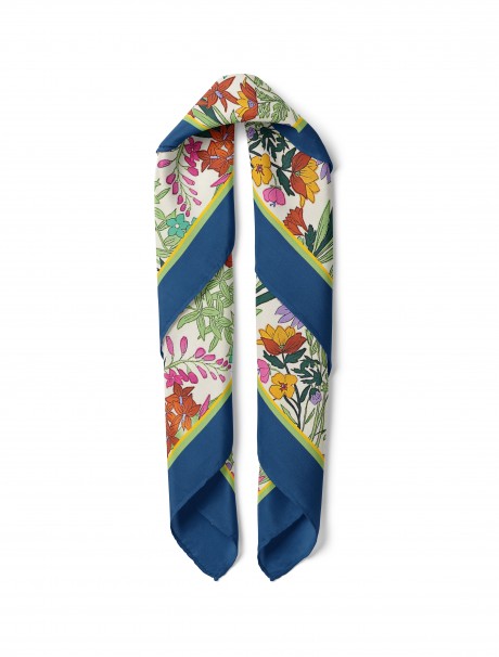 Çiçek Çerçeve Desen Fular Bandana 50x50 Cm