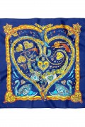 Kalp ve Kuğu Desen Fular Bandana 50x50 Cm