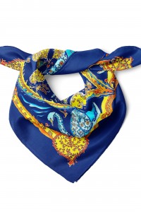 Kalp ve Kuğu Desen Fular Bandana 50x50 Cm
