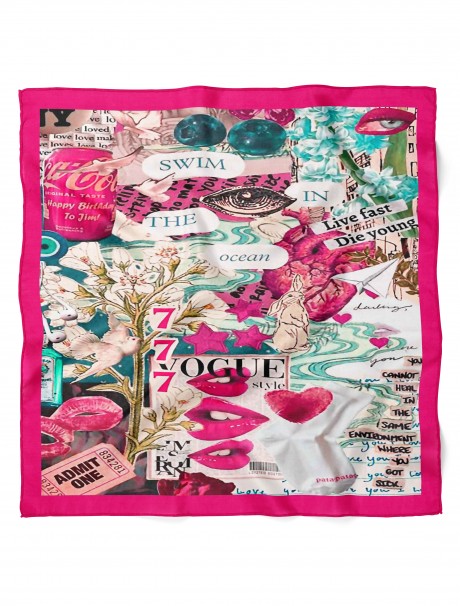 Karışık Figür Desen Fular Bandana 50x50 Cm