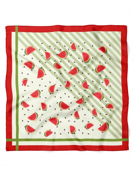 Karpuz ve Çekirdek Desen Fular Bandana 50x50 Cm