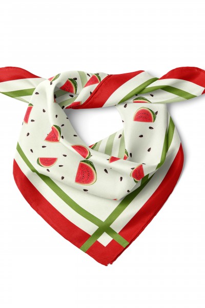 Karpuz ve Çekirdek Desen Fular Bandana 50x50 Cm