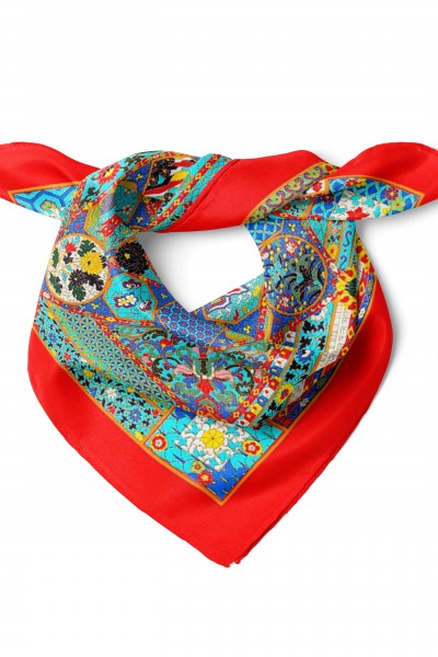 Çiçek Bahçesi Desen Fular Bandana 50x50 Cm
