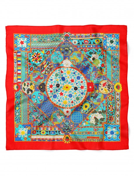 Çiçek Bahçesi Desen Fular Bandana 50x50 Cm