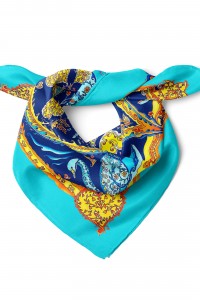 Kalp ve Kuğu Desen Fular Bandana 50x50 Cm
