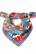 Yaz Çiçekleri Desen Fular Bandana 50x50 Cm