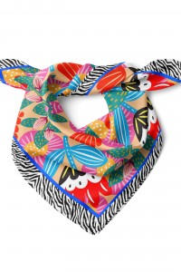 Yaz Çiçekleri Desen Fular Bandana 50x50 Cm