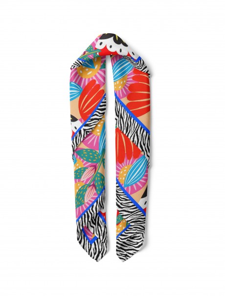 Yaz Çiçekleri Desen Fular Bandana 50x50 Cm