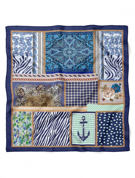 Çapa ve Motif Desen Fular Bandana 50x50 Cm