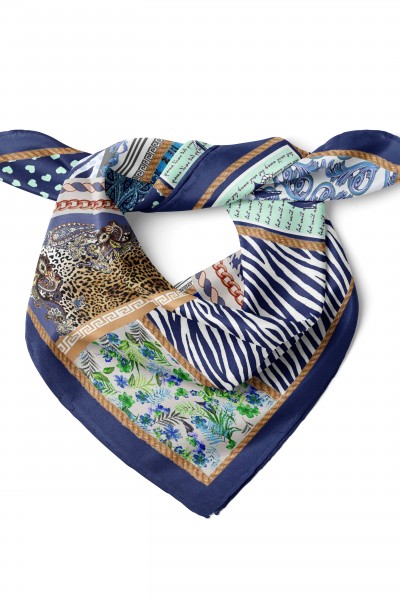 Çapa ve Motif Desen Fular Bandana 50x50 Cm