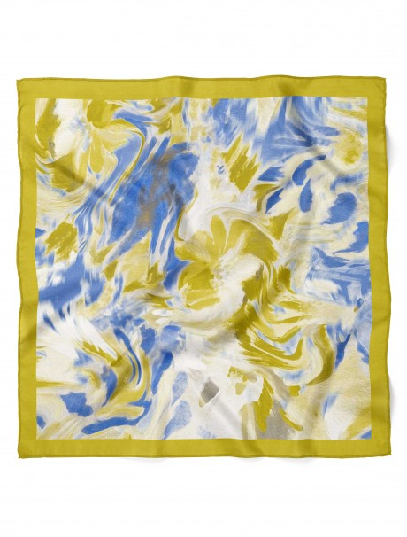 Sulu Boya Desen Fular Bandana 50x50 Cm