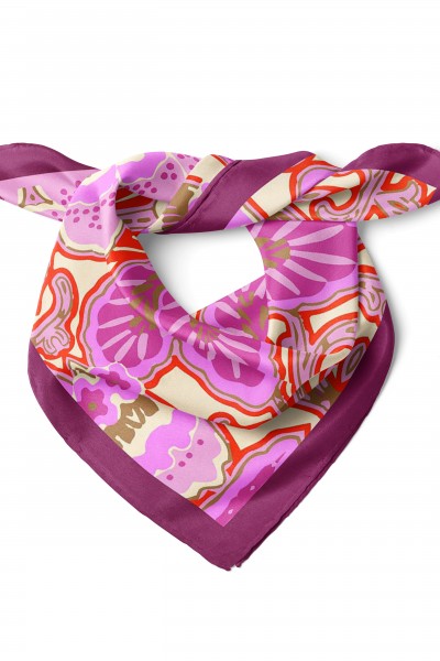 Çiçek Desen Fular Bandana 50x50 Cm
