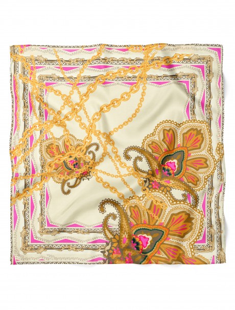 Zincir ve Etnik Desen Fular Bandana 50x50 Cm