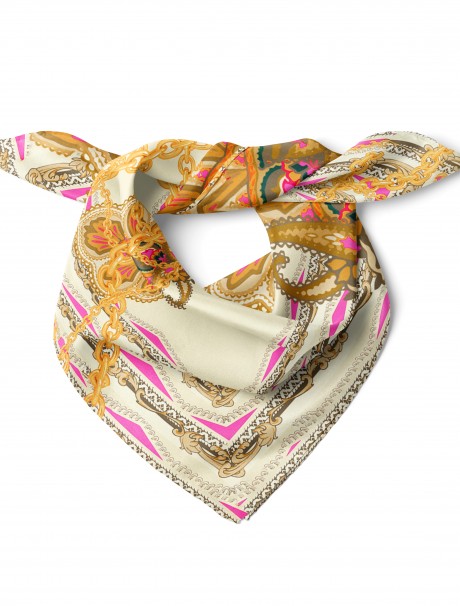 Zincir ve Etnik Desen Fular Bandana 50x50 Cm
