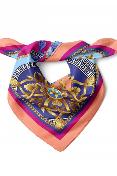 Zincir ve Etro Desen Fular Bandana 50x50 Cm