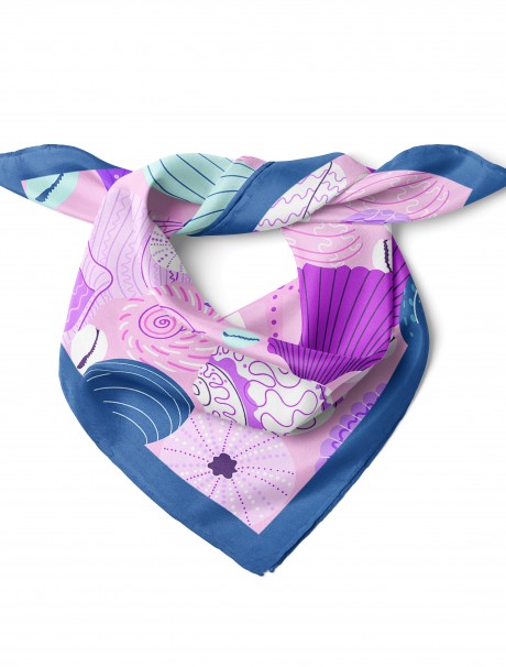 Deniz Motifli Şık Fular Bandana 50x50 Cm