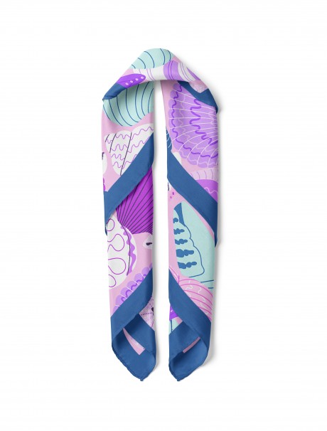 Deniz Motifli Şık Fular Bandana 50x50 Cm