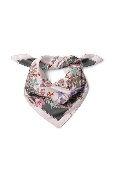 Sarmaşık & Çiçek Desen Fular Bandana 50x50 Cm