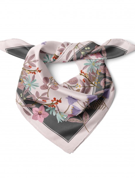 Sarmaşık & Çiçek Desen Fular Bandana 50x50 Cm