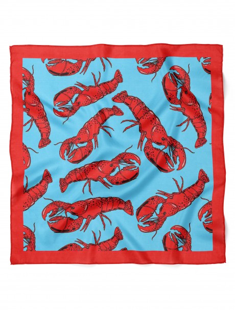 Istakoz Desen Fular Bandana 50x50 Cm