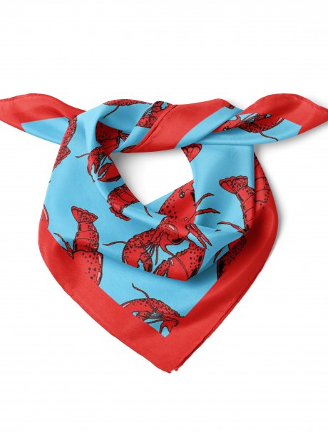 Istakoz Desen Fular Bandana 50x50 Cm