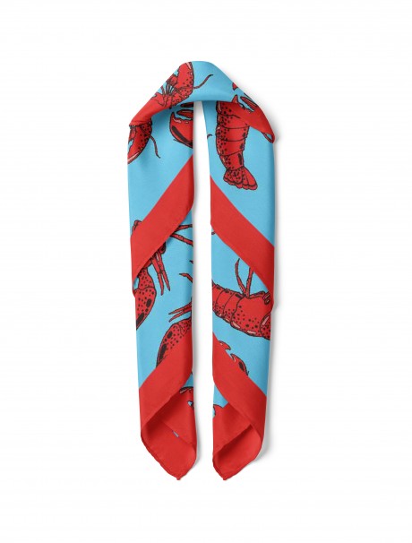 Istakoz Desen Fular Bandana 50x50 Cm