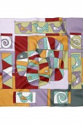 Modern Sanat İlhamlı Kuşlu Desen Fular Bandana 50x50 Cm
