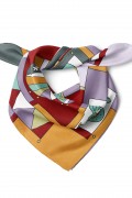 Modern Sanat İlhamlı Kuşlu Desen Fular Bandana 50x50 Cm