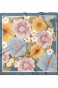 Pastel Bahar Çiçekleri Desen Fular Bandana 50x50 Cm