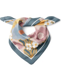 Pastel Bahar Çiçekleri Desen Fular Bandana 50x50 Cm