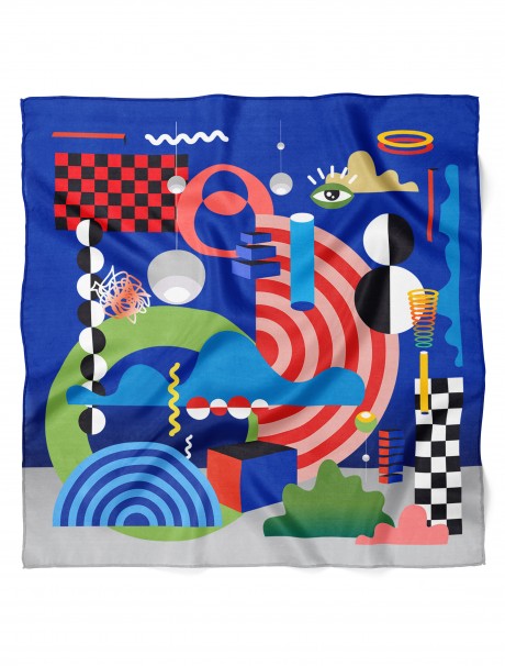 Geometrik Evren & Soyut Pop Art Desen Fular Bandana 50x50 Cm
