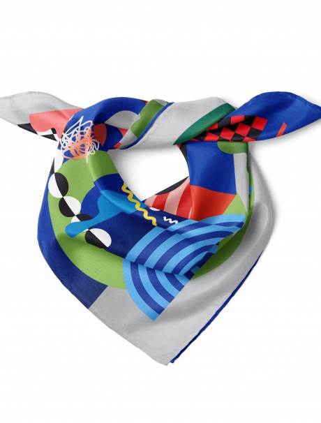 Geometrik Evren & Soyut Pop Art Desen Fular Bandana 50x50 Cm