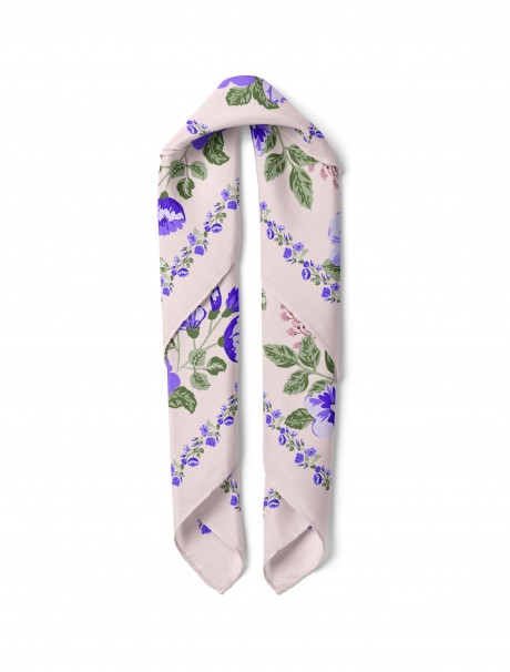 Lavanta Bahçesi Desen Fular Bandana 50x50 Cm