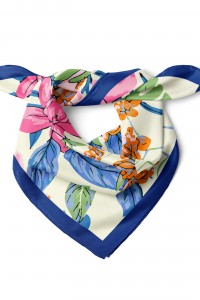 Tropik Rüyalar Canlı Çiçek Desen Fular Bandana 50x50 Cm