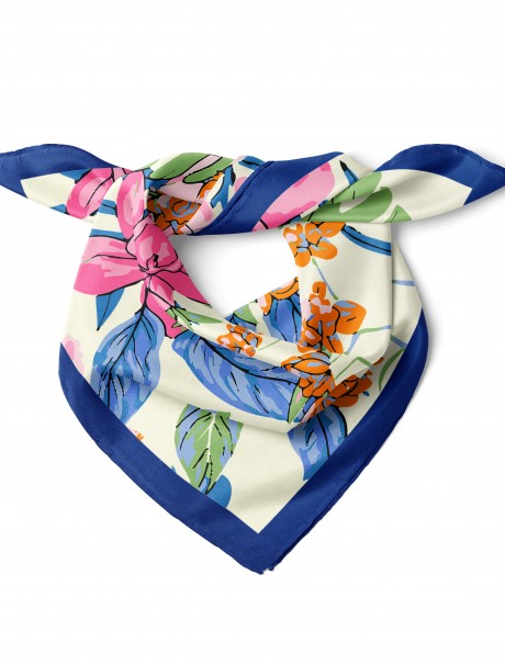 Tropik Rüyalar Canlı Çiçek Desen Fular Bandana 50x50 Cm