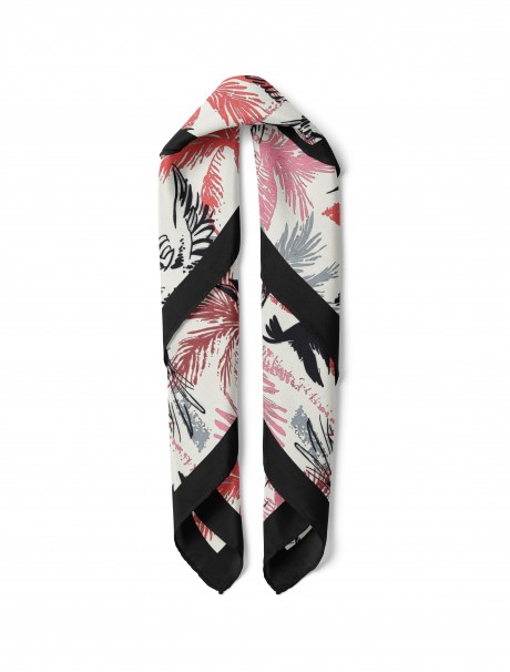 Papağan Cenneti Doğa Temalı Desen Fular Bandana 50x50 Cm
