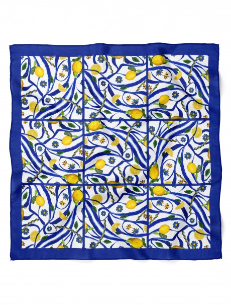 Akdeniz Limon Bahçesi Desen Fular Bandana 50x50 Cm