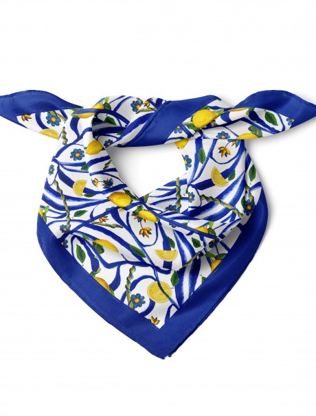 Akdeniz Limon Bahçesi Desen Fular Bandana 50x50 Cm
