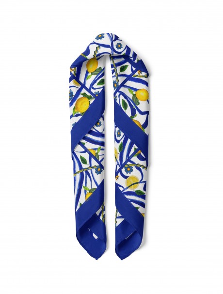 Akdeniz Limon Bahçesi Desen Fular Bandana 50x50 Cm