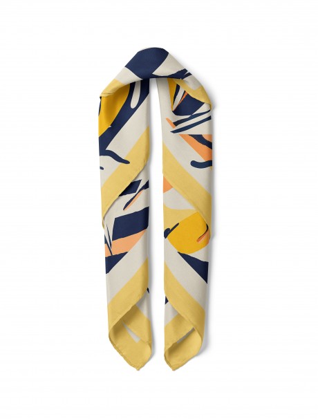 Modern Çiçek Desen Fular Bandana 50x50 Cm