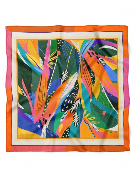 Tropikal Renk Patlaması Desen Fular Bandana 50x50 Cm