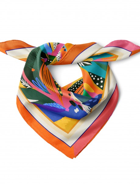 Tropikal Renk Patlaması Desen Fular Bandana 50x50 Cm