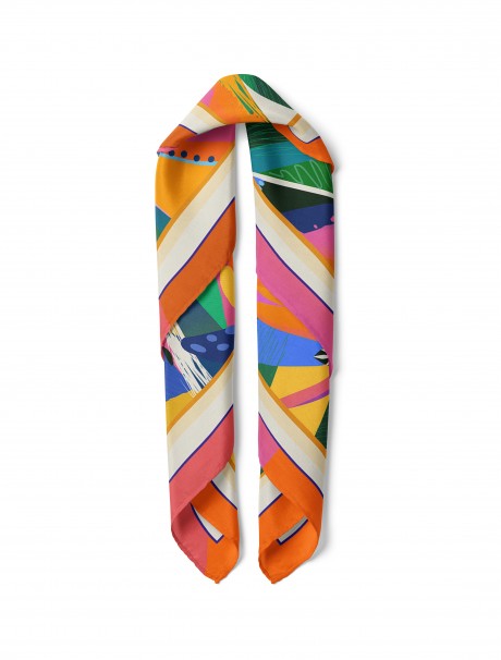 Tropikal Renk Patlaması Desen Fular Bandana 50x50 Cm
