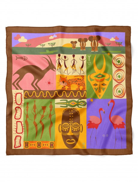 Afrika Ruhu Etnik Motif Desen Fular Bandana 50x50 Cm