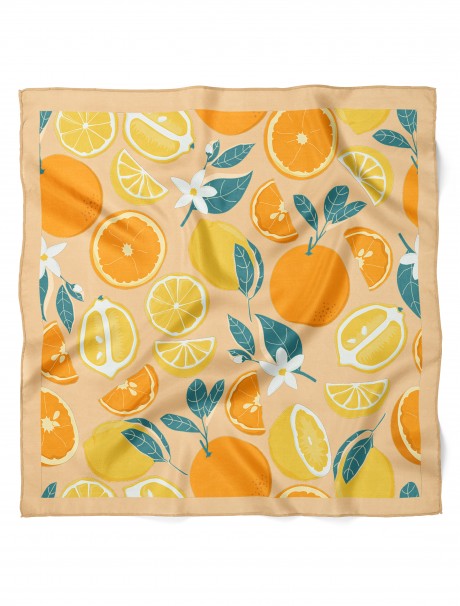 Portakal & Limon Desen Fular Bandana 50x50 Cm