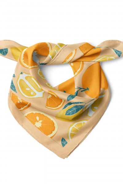 Portakal & Limon Desen Fular Bandana 50x50 Cm